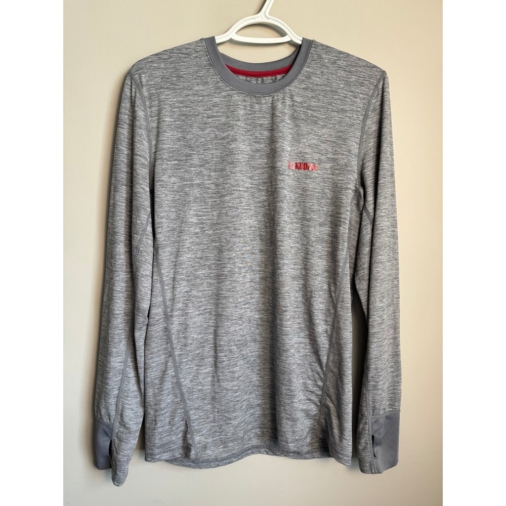 Kodiak Mens Long Sleeve Performance‎ Shirt Gray Space Dye Base Layer Thumbholes
